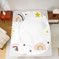 thumbnail image 5 of Homewish Cartoon Rainbow Sun Twin Sheet Sets,Cute Stars Print Twin Fitted Sheet,White Red Yellow Flat Sheet For Teens,Breathable Home Decor,3-Piece, 5 of 7