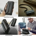 thumbnail image 5 of Compatible with Samsung Galaxy A25 5G Rugged PU Leather Wallet Case, Card Slots Zipper Pocket Lanyard Crossbody Strap Kickstand RFID Blocking Full Body Protection Cover for A25 5G, Black, 5 of 10