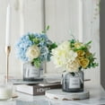 thumbnail image 3 of Bearachild 2 piezas de flores falsas de seda para decoración del hogar, bajo mantenimiento, fácil de limpiar, interior o exterior, elegante Decoración florero+azul+blanco, 3 of 6