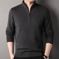 thumbnail image 5 of Suéter de lana de invierno para hombre, nueva camisa de punto con cremallera gruesa de lana pura, jersey para hombre de mediana edad, cuello alto medio, 5 of 5