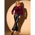 thumbnail image 4 of DARING DIVA Women's Vintage Velvet Cowl Neck Lantern Sleeve Blouses XL Wine Red, 4 of 6