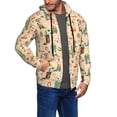 thumbnail image 2 of Zufioo Groovy American Western Footwear Print Men's Hooded Cardigan, Zip-up Long-Sleeved Sweatshirt Jacket Sportswear-Small, 2 of 5