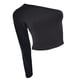 thumbnail image 2 of One Sleeve Top Women T-Shirt Long Sleeve - One Shoulder Casual Wear Black Size M 1Pack, 2 of 5