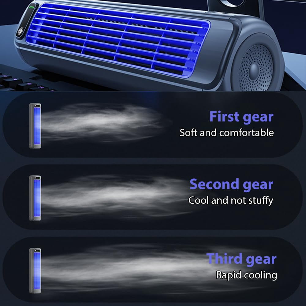 Bladeless Wall-Mounted Fan for Kitchen and Bedroom, 3-Speed Portable Cross-Flow Personal Fan with Punch-Free Installation, AC-Style Quiet Fan