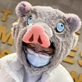 thumbnail image 4 of Cosplay Prop Wild Boar Head Plush Hat Demon Slayer Hashibira Inosuke Warm Headgear Cartoon Stuffed Anime Plushies Gifts Boy Fans, 4 of 9