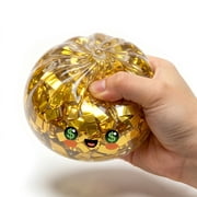 2 Pcs Giant Gold Glitter Dumpling Squishy Toys with Steamer Basket, Jumbo Bao Bun Stress Relief Ball, Viral Fidget Sensory Toys for K*-ids and Adults, Dollar Sign Eyes Money Dumpling