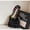 black, variant on Colorful pearl wool knitted bag, woven shoulder bag, beach casual tote bag