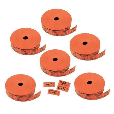 Fun Express Bulk 12,000 Pieces Orange Coupon Double Roll Tickets