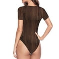 thumbnail image 4 of Haiem Vintage Wood Women's Crew Neck Short Sleeve Bodysuit Tops Stretchy Slim Basic-X-Large, 4 of 9