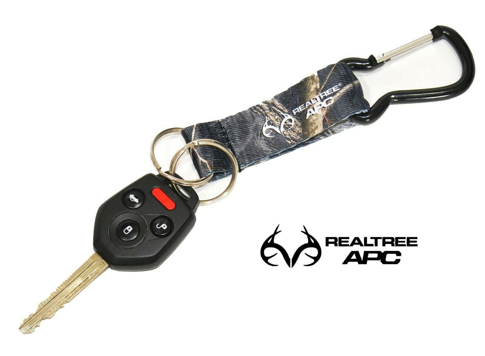 Realtree APS Snow Camo Keychain With Clip On Carabiner 