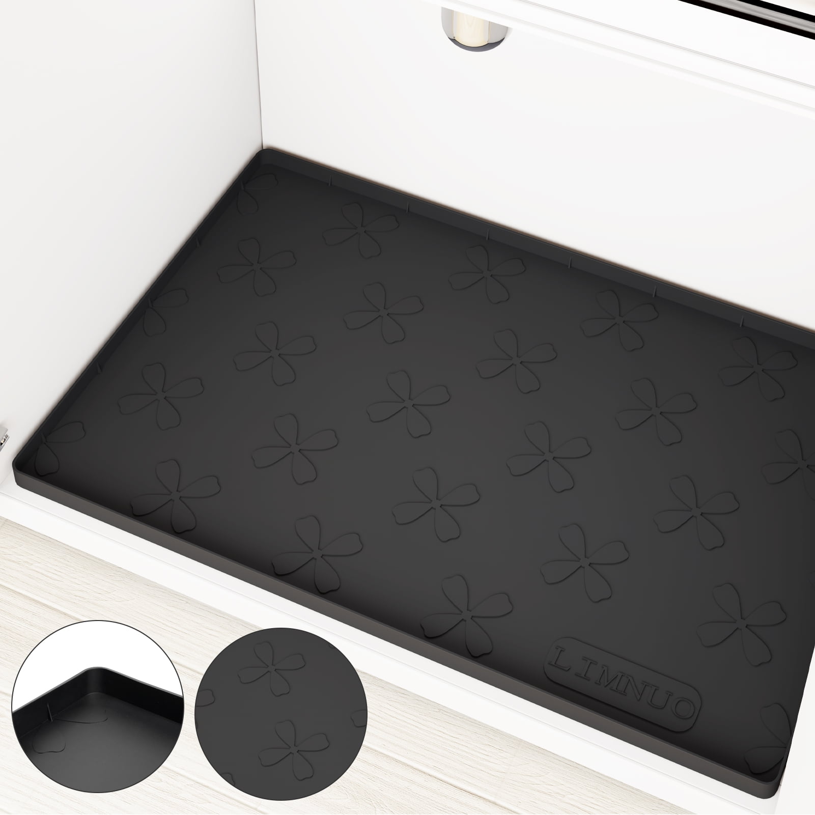 Under Sink Mat for Kitchen Waterproof, 34" x 22" Silicone Under Sink