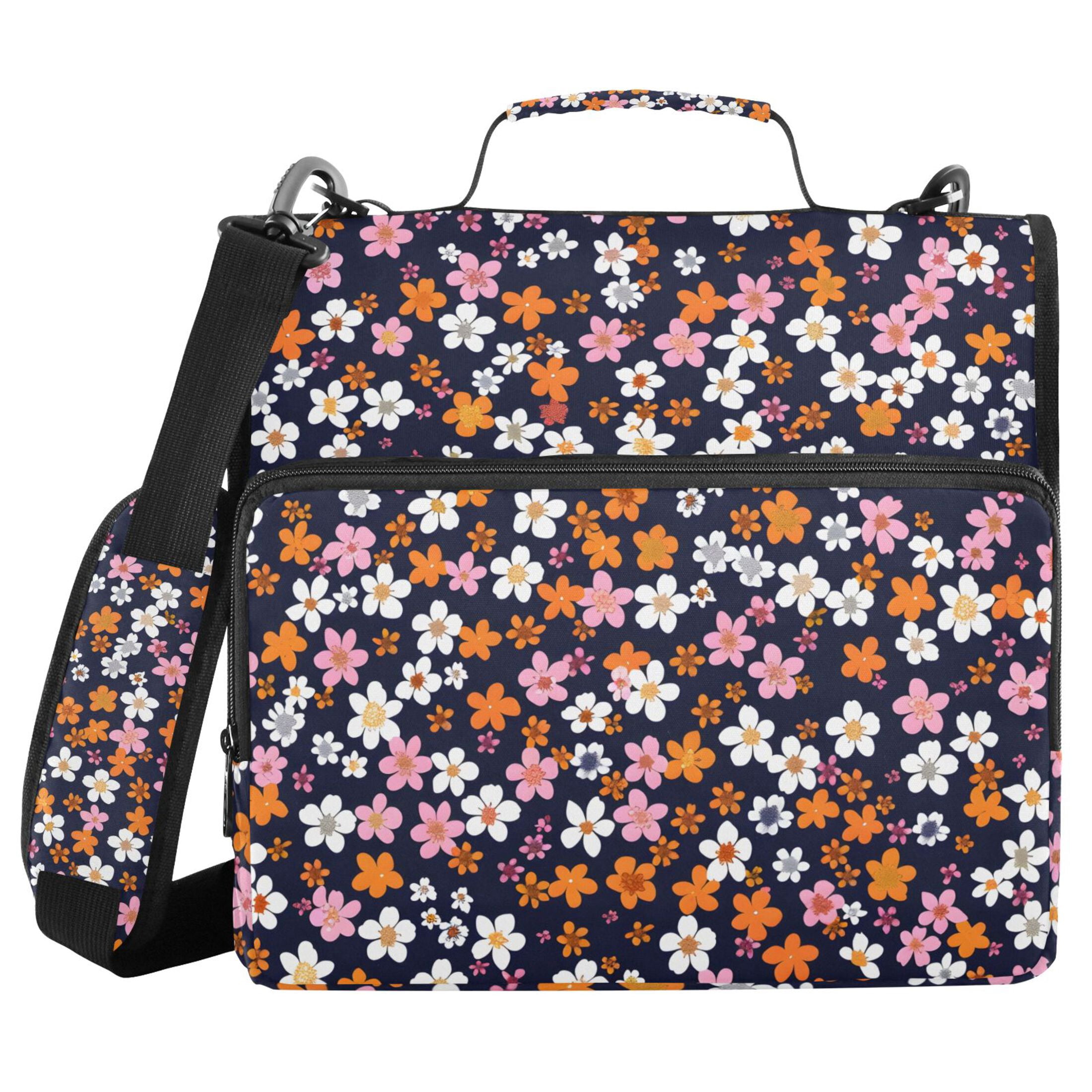 ALAZA Zipper Binder Small Flowers Floral 3 Ring Trapper Keeper File Folder Organizer Bag