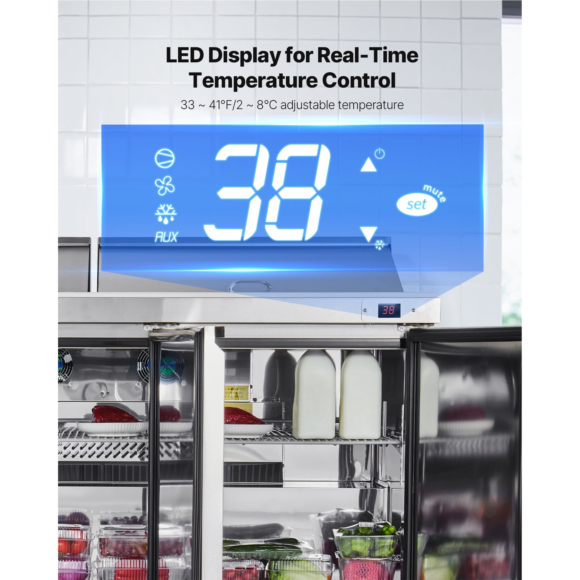 KFFKFF 72"W Commercial Refrigerator, 18.7 Cu. Ft Sandwich Prep Table, Food Prep Fridge with 18 Pans and Cutting Board, Stainless Steel Salad Prep Cooler for Restaurant and Food Truck