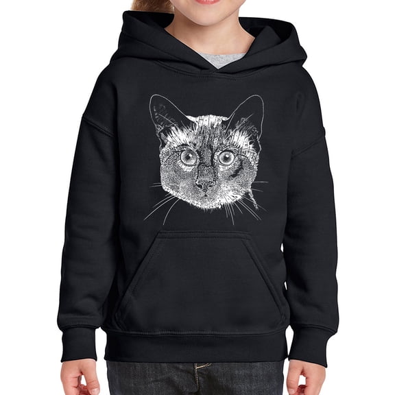 Girl's Word Art Hooded Sweatshirt - Siamese Cat