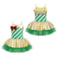 thumbnail image 5 of Alvivi Kids Girls Stripes Print Sequins Mesh Tutu Dress Dance Jumpsuit 4-16, 5 of 5