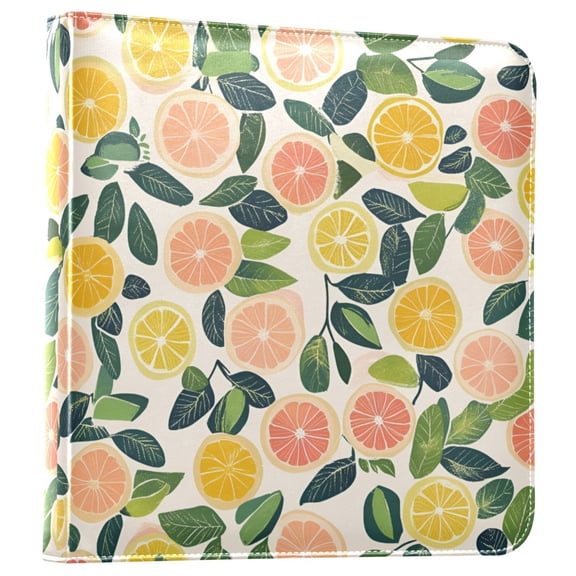 FORMRS 3 Ring Photo Album 4"x6" Self Adhesive Large Capacity PU Leather Cover, Citrus Fruits