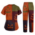 thumbnail image 6 of LNZGNM Halloween Womens Scrubs Set Short Sleeve V Neck Pocket Comfortable Lightweight Breathable Stretch with Fabric and Pockets Clinic Medical Duty,Ginger(M), 6 of 6