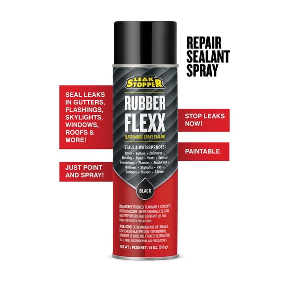 Black Jack Leak Stopper Rubber Flexx, 15 oz Waterproof Flexible Industrial Sealant, Black, 1 Piece