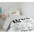 thumbnail image 4 of Ambesonne Inspirational Quilted Bedspread Set 2 Pcs, Optimist Message, Twin Size, Black and White, 4 of 6