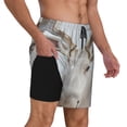 thumbnail image 2 of Logiee White Reindeer Portrait Print Men's Swim Trunk,Quick Dry Board Shorts ,Men's Swim Trunks with Compression Liner, Bathing Suits with Pockets-Large, 2 of 6