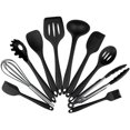 thumbnail image 1 of Juego de 10 utensilios de cocina de silicona sin BPA LAOSD 10 piezas negras, 1 of 5