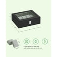 thumbnail image 3 of 10-Slot Watch Box, Black Synthetic Leather, Glass Lid, Removable Pillows, Gray Lining, Watch Organizer, 3 of 7
