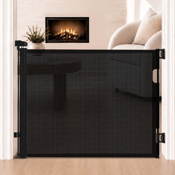 MONIRIXAR Retractable Baby Gate, 55" Wide Mesh Dog Gate, 33" Tall,Black