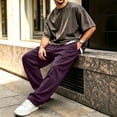 thumbnail image 5 of Resicozy Wide Leg Sweatpants Men Casual Straight Fleece Sweat Pants Athletic Workout Gym Jogger with Pockets Dark Purple L, 5 of 5