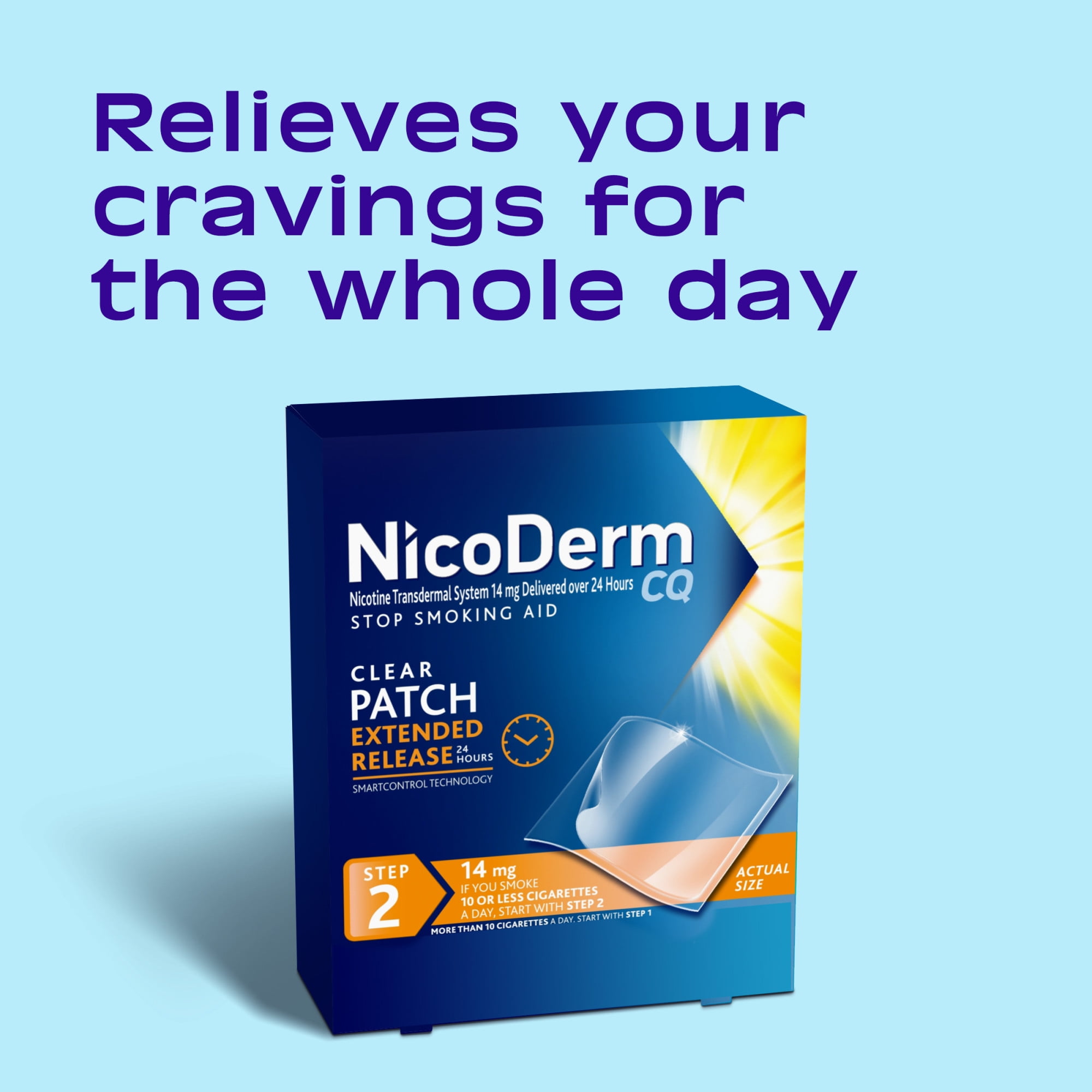 Nicoderm CQ Step 2 Extended Release Nicotine Patches to Stop Smoking, 14  Count HSA/FSA Eligible