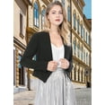 thumbnail image 2 of Chaqueta Corta Casual de Negocios Allegra K sin cuello para Mujer Negro XS, 2 of 6