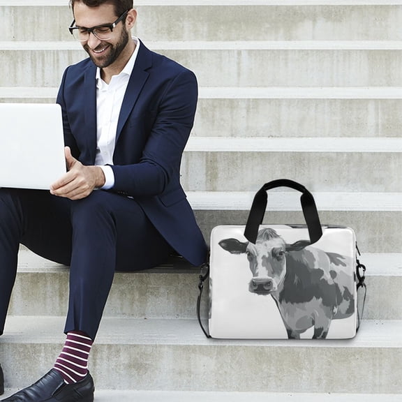 Iauyy 16inch Laptop Briefcase for Men/Women , Detachable Strap & Padded Compartment,Water-Resistant BagBusiness Travel File and Notepad,Use Only Black and Gray