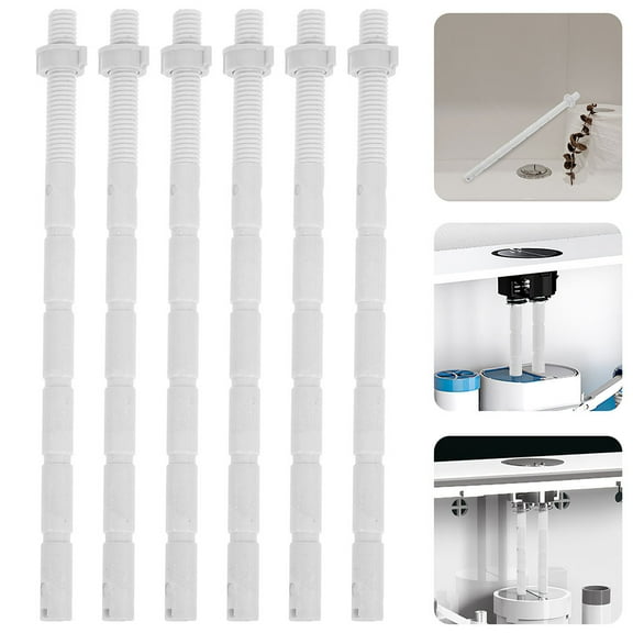 BESTOYARD Toilet Flush Button Rods Plastic White Extended Thread for Easy Cutting 12Pcs