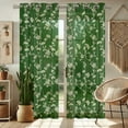 thumbnail image 1 of Vargottam Green Floral Vine Design Sheer Georgette Curtains for Windows & Small Doors - Set of 2 Panels, 72" Long, Grommet Top, Printed Light Filtering Drapes for Living Room or Study, 1 of 9