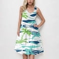 thumbnail image 2 of Hrsba Summer Dresses for Women,Sleeveless Crew Neck Tropical Print Ruffled Tiered Dress for Beach Activities, 2 of 5