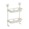 thumbnail image 2 of Merryso Two-Tier Plastic Bathroom Storage Rack, Wall Mounted Kitchen Organizer with Hooks, Easy to Install, Space-Saving Multifunctional Shelf for Toiletries, 2 of 6