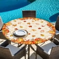 thumbnail image 6 of Fall Pumpkins Round Tablecloth, Fitted Table Cover with Elastic for 55"-60" Round Tables, Thanksgiving Orange Maple Leaf Textured Table Cloth Outdoor Indoor Dinning Party Waterproof Tablecloths, 6 of 7
