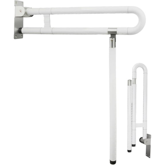 27.5 Inch Toilet Grab Bar, Stainless Steel Handicap Grab Bars for Bathroom Flip-Up Grab Bars Handrails Fluorescent Non-Slip Textured Grip Safety Rails for The Elderly Disabled Pregnant (A)