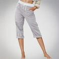 thumbnail image 3 of Cotton Linen Capri Pants for Women Spring Summer Elastic Waist Relaxed Fit Straight Leg Capris with Pockets, 3 of 7