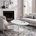 thumbnail image 2 of Modway Lippa Table Basse Ovale de 48 Pouces en MDF avec Dessus en Bois, Blanc, 2 of 7