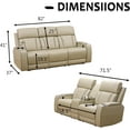 thumbnail image 6 of 3 Seater Recliner Sofa Leather Couch with LED/USB Ports/Cup Holders, 6 of 6