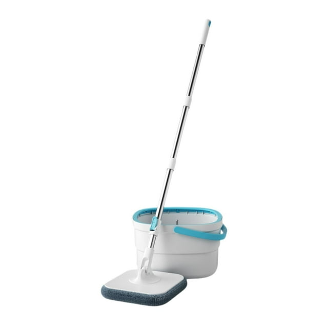 Lipstore Mop and Bucket Set Flat Head Dust Mops Stainless Degree Rotating Microfiber Mops with 1 Mop Pads