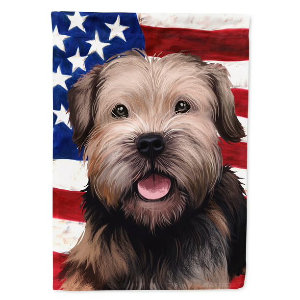 Caroline's Treasures Border Terrier Dog American Flag Garden Flag ...