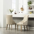 thumbnail image 3 of Tan Wingback Dining Chairs with Nail Heads / Add Natural Wood Grain, 3 of 6