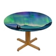 thumbnail image 3 of Acheng Aurora Borealis Mountains Landscape Round Tablecloth with Elastic Edge 100% Polyester Fiber Great for Home Kitchen/Parties/Holiday Dinner 54-58, 3 of 8