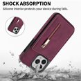 thumbnail image 6 of ELEHOLD Zipper Wallet Case for iPhone 14 Pro Max 6.7 inch,Made of Premium Vegan Leather and Soft TPU with Shockproof Full Body Protection Magnetic Kickstand and Card Slot Case, Rosegold, Winered, 6 of 9