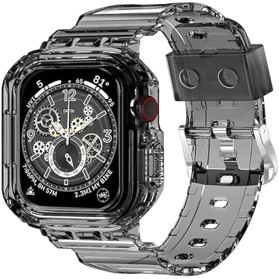 Compatible for Crystal Clear Apple Watch Bands, 49mm 46mm 45mm 44mm 42mm 41mm 40mm 38mm Bumper Case for Men Women Jelly Sport Cover Strap for iWatch Ultra 3 2 Series 11 10 9 8 7 SE 6 5 4 3