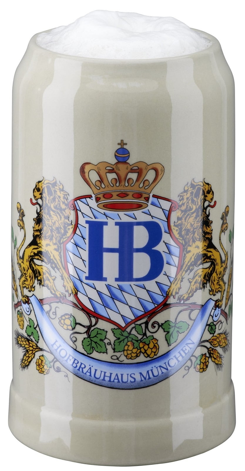 Hofbrauhaus Munich Lion Crest StoNeware German Beer Mug 1L Munchen Oktoberfest by Pinnacle Peak Trading Company