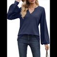 thumbnail image 3 of Camisetas de Larga para Mujer, Blusa con Escote en V Profundo, Elegantes e Informales, Moda 2025, Holgadas y Suaves, para Otoño e Invierno Azul Oscuro L, 3 of 10