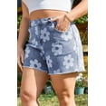 thumbnail image 2 of Chic Plus Size Denim Shorts with Floral Print - High Waist & Raw Hem | [ZhiHiMeRi] | (US 18W-20W)2X, 2 of 12
