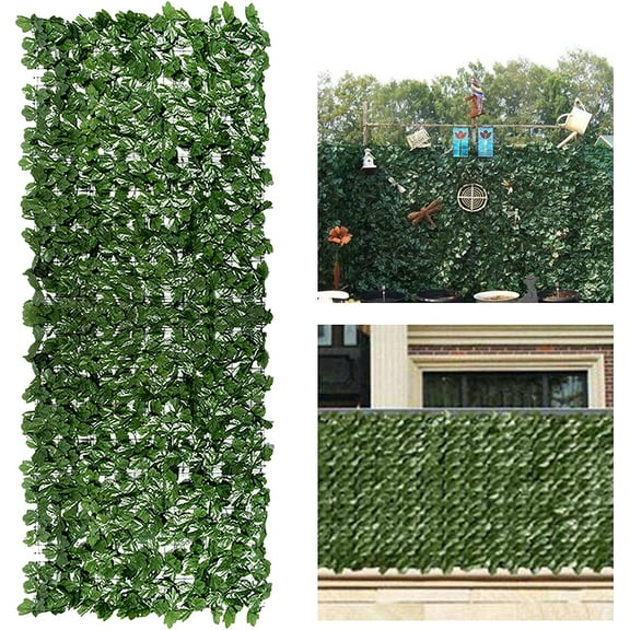 Denest 19.68 in x 118.11 in Green Fence Screens, Ivy Leaf Plants Artificial Faux Stretchable